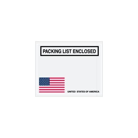 Bubblefast 4 1/2 x 5 1/2'' U.S.A. Flag ''Packing List Enclosed'' Envelopes, 1000PK BFPL465