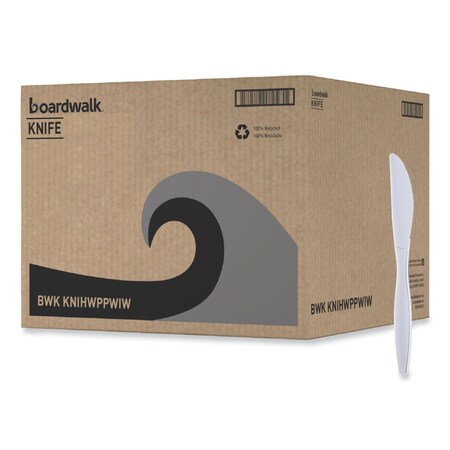 Boardwalk Heavyweight Wrapped Polypropylene Cutlery, Knife, White, PK1000 KNIHWPPWIW