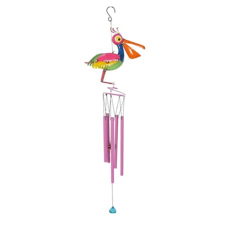 Continental Art Center Hanging Colorful Enameled Beak Pelican Wind Chime - Orange 20710B