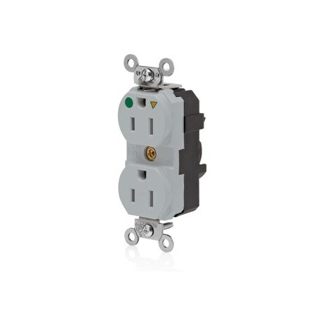 Leviton Lev-Lok Hospital Grade Duplex Receptacle, 15 Amp, 125 Volt M8200-ILG