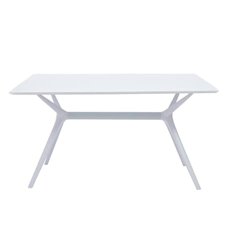 Homeroots 47" White Wood and Heavy Duty Plastic Trestle Base Dining Table 555180