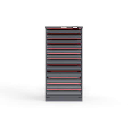Strong Hold 12 drawer cabinet - (6x 3ft, 6x 4ft) - Red accents - Electronic Lock S3060-PPRAS-1203DS