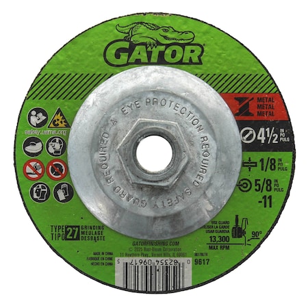 Gator Finishing 4.5 in. X 1/8 in. X 5/8 in. Metal Cut-Off Blade, Type 27, 5PK 9617