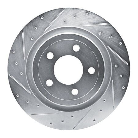 Dynamic Friction Co DFC Brake Rotor - Drilled and Slotted - Silver 631-54280L