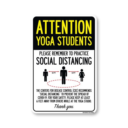 Signmission PSA, Yoga Students Practice Social Distancing, 10in X 7in Peel And Stick Wall Graphic, RD-710-25360 OS-NS-RD-710-25360