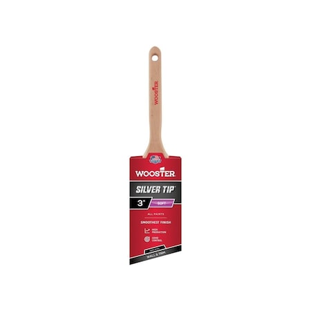 Wooster SILVER TIP Paint Brush, 3 in W, Semi-Oval Brush, Polyester Bristle, Sash Handle 5228-3
