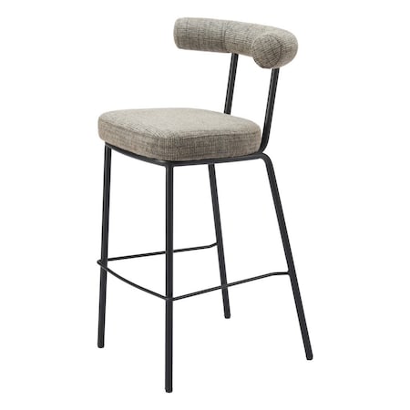 Homeroots 30" Green and Black Chenille and Steel Low Back Bar Height Bar Chair 555711