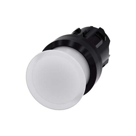 Siemens Illuminated mushroom pushbutton, 22 mm, round, plastic, white, 30 3SU1001-1AD60-0AA0-ZY11