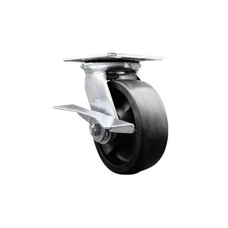 Service Caster 6 Inch Heavy Duty Glass Filled Nylon Caster with Ball Bearing and Brake SCC SCC-35S620-GFNB-SLB