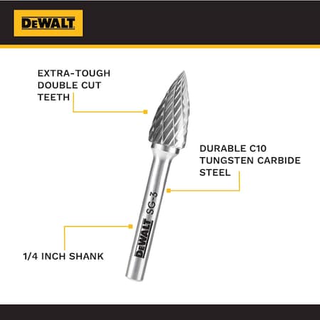 Dewalt SINGLE CARBIDE BURR SIZE SG-3 DXCBTJSG3