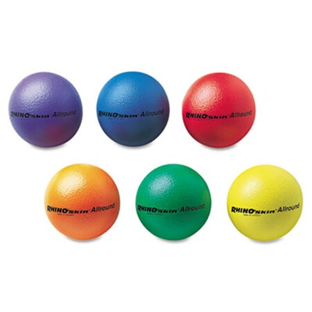 Champion Sports Rhino Skin Ball Sets- 7in.- Blue- Green-Orange- Purple- Red-Yellow- 6/Set CH30583