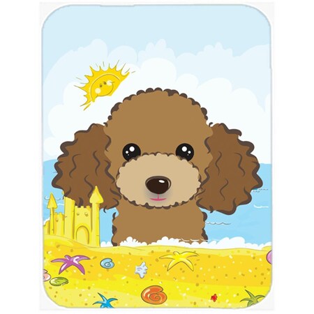 Carolines Treasures Chocolate Brown Poodle Summer Beach Glass Cutting Board- Large BB2124LCB