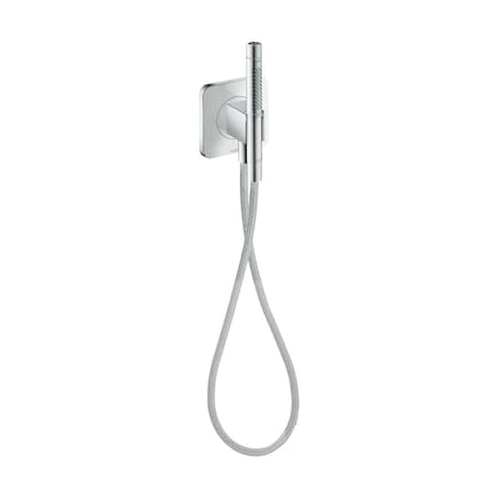 Axor Handshower Holder Softsquare w/ Outlet 5"x5" w/ Handshower and Textile Hose, 2.5 GPM in Chrome 49626001
