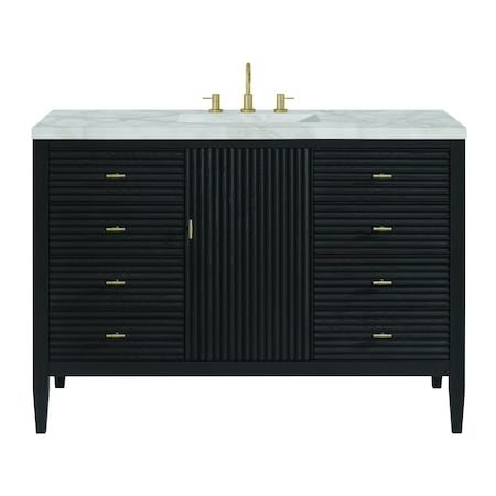 James Martin Vanities Myrrin 48'' Vanity, Carbon Oak w/ Victorian Sil Silestone Top w/FreePower Wireless Charger 485-V48-CBO-FVSL