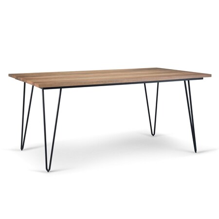 Homeroots 66" Natural and Black Solid Wood and Iron Dining Table 640716