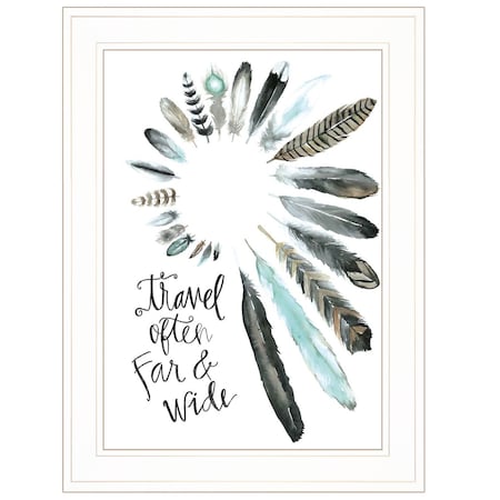 Homeroots Travel Often Far and Wide 1 White Framed Print Wall Art 415639