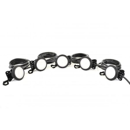 Kh Industries Hazray Led Stringer Light, 25ft Inlet, 5 Single Lamp Heads, 10ft Spacing, 14/3 Soow HSD117C-SAAA05-B14N