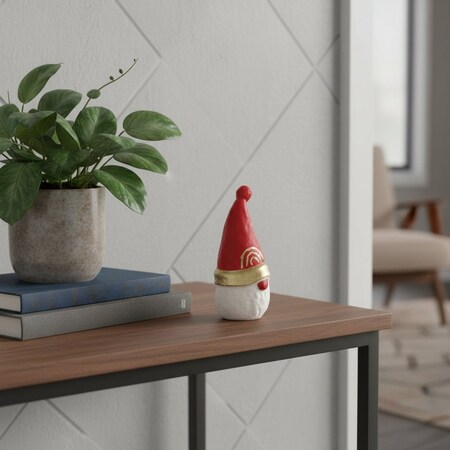 Homeroots 5" Red Gold And White Cast Iron Christmas Santa Gnome Figurine 634482