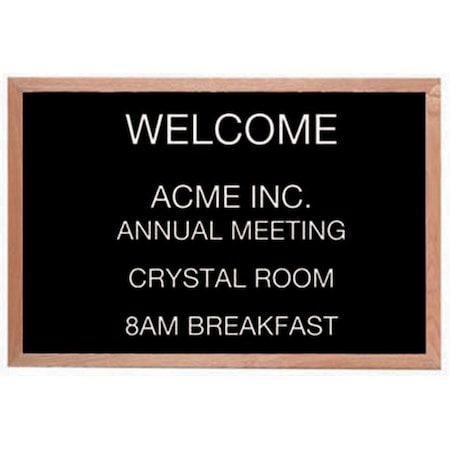 Aarco Open Faced Oak Framed Letter Board Message Center, 12''Hx18''W AOFD1218