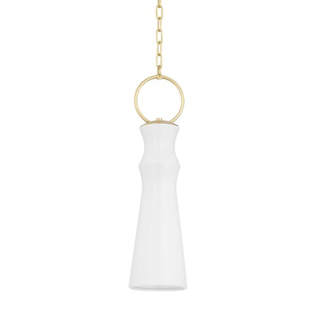 Hudson Valley Lighting Borden 1 Light Pendant 6 In. Aged Brass/Ceramic Gloss White 2270-AGB/CGW