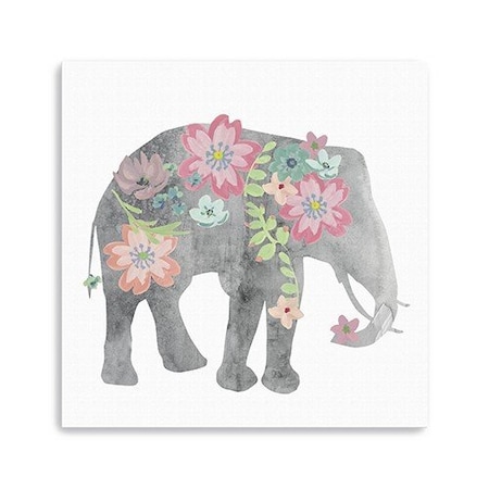 Homeroots Floral Elephant Unframed Print Wall Art 398860