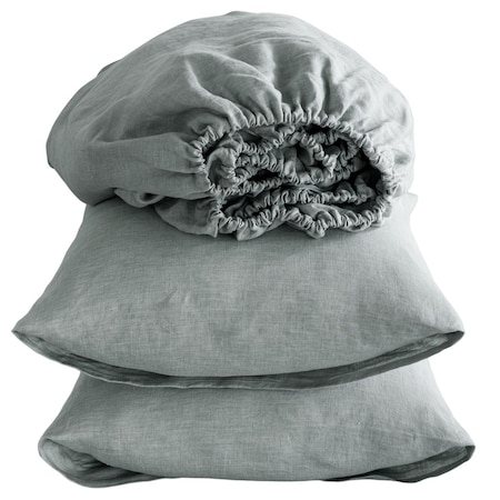 Homeroots Four Piece Blue Linen King Sheet Set 520721