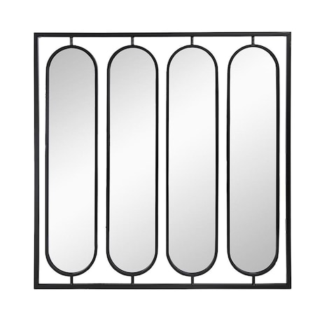 Homeroots 36" Black Square Iron Framed Accent Mirror 485103