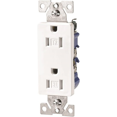 Cooper Industries Decorator Tamper Resistant Duplex Receptacle, White 9235573
