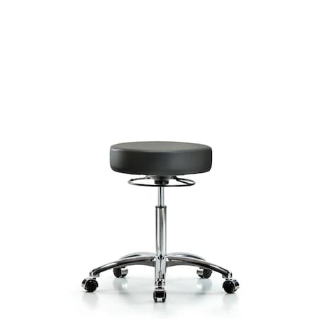 Blue Ridge Ergonomics Vinyl Stool, Chrome, Med Bench, Casters, Carbon BR-VMBSO-CR-NF-CC-8823