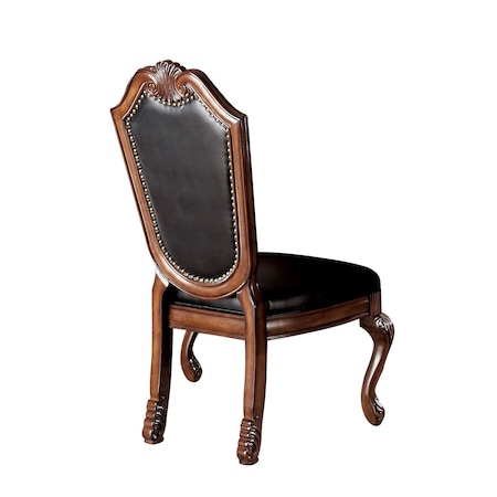 Homeroots Set of Two Black and Redwood Upholstered Faux Leather And Solid Wood Dining Side Chairs, 2PK 573410