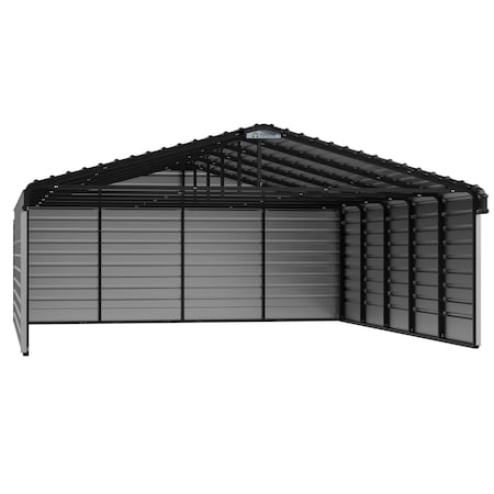 Arrow Storage Products 20 x 24 x 7 ft Eggshell Steel Carport with 3 Wall Kits CPH202407ECL3