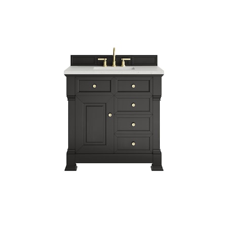 James Martin Vanities Brookfield 36 in. Single Vanity, Black Onyx w/ 3 CM Lime Delight Silestone Top 547-V36-BKO-3LDL
