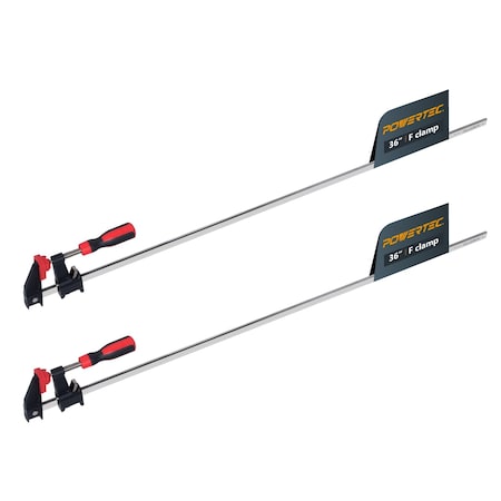 Powertec 36 in. Steel Bar Clamps w/ 600 lbs Loads Limit & 2-1/2 in. Throat, Quick-Release F Clamp, 2PK 71920N