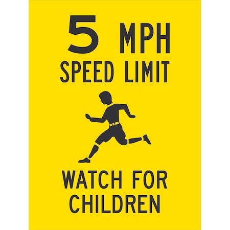 Lyle 5 MPH Speed Limit, Watch For Children (with Graphic), 18x24, Engineer Grade, Yellow G-10293-EG_18x24