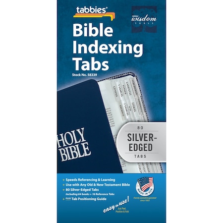 Tabbies BIBLE INDEXING TABS - CLASSIC OT & NT, 80 SILVER-EDGED TABS, 1"L - 1/4" EXT, 10 PKS/BX, 10PK 58339