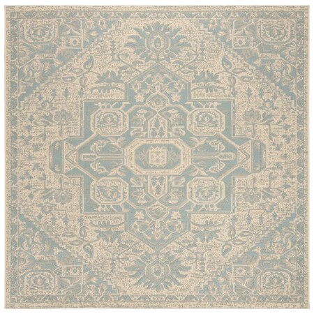 Safavieh 6 ft. 7 in. x 6 ft. 7 in. Linden 100 Global Square Area RugAqua & Cream LND138K-6SQ