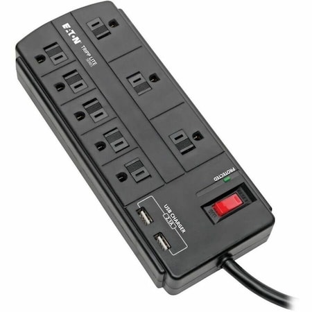 Eaton TRIPP LITE SERIES 8-OUTLET SURGE PROTECTOR WITH 2 USB PORTS (2.1A SHARED) TLP88USBB