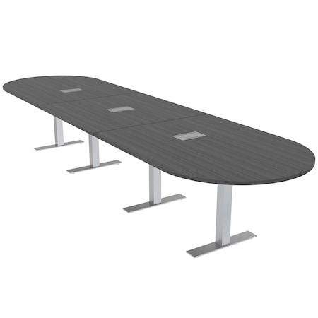Skutchi Designs 16ft Conference Table With Power Unit | 16 Person Modular Racetrack Meeting Table | Harmony Series HAR-RAC-48X192-T-WA7949-ESIL