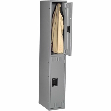 Tennsco Wardrobe Locker, 12 in W, 18 in D, 36 in H, (1) Wide, (2) Tier, Medium Gray DTS-121836-AMG