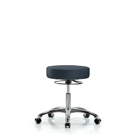 Blue Ridge Ergonomics Desk Stool, Vinyl, Chrome, Casters, Nav BR-VDHSO-CR-CC-8582