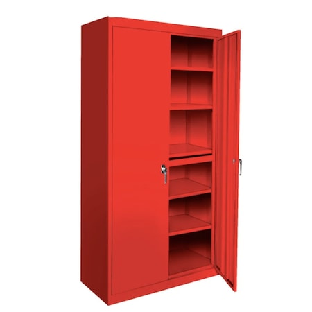 Steel Cabinets Usa Adjustable Storage Cabinet, 72 in H, 48 in W, 18 in D, Red, 5 Shelves AAH-48RB-5-R