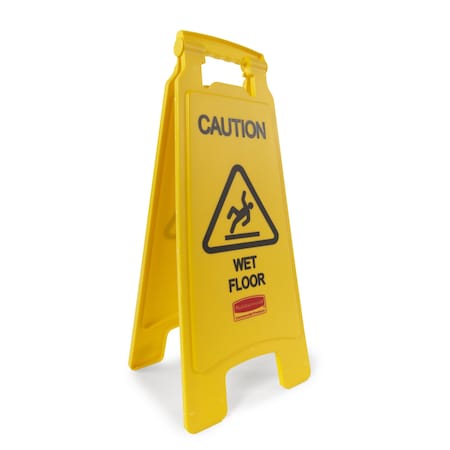 Rubbermaid Commercial FLOOR SIGN W/CAUTION WET FLOOR SMFG611277YEL