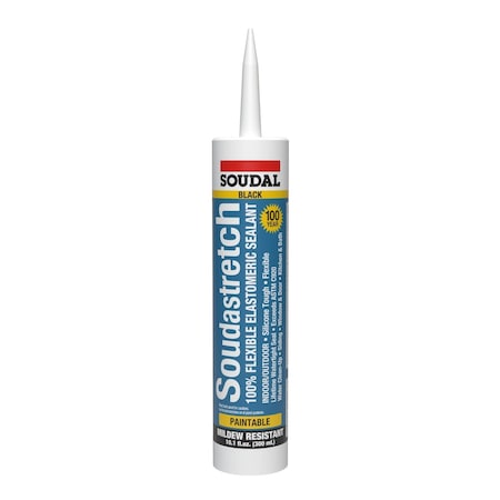 Soudal Usa Soudastretch Interior / Exterior Elastomeric Latex Sealant 10.1 oz. Black, 12PK 146908