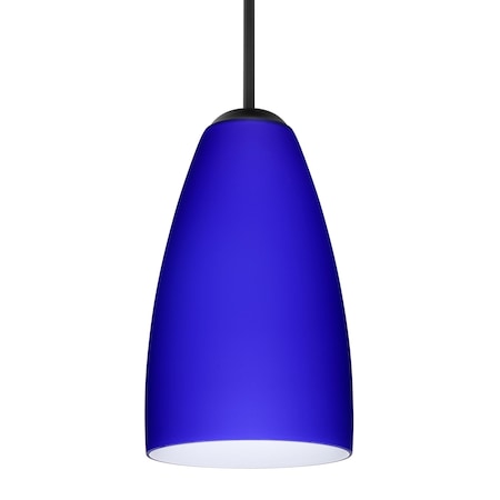 Besa Lighting Besa Riva 9 Pendant, Cobalt Blue Matte, Black Finish, 1x 9W LED 1JT-1511CM-LED-BK