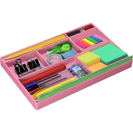 Acrimet Drawer Organizer Tray with 8 Compartments for Office, Makeup & Accessories (Pink) 977.4