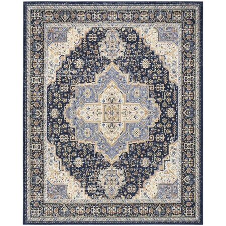Homeroots 10' X 14' Navy Blue Floral Indoor Outdoor Area Rug 573753