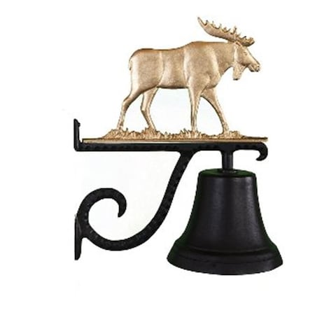 Swivel Cast Bell With Gold Bronze Moose Ornament SW742005