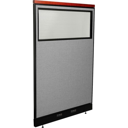 Global Industrial Interion Deluxe Electric Office Partition Panel with Partial Window, 48-1/4"W x 101-1/2"H Gray 695789DWEGY
