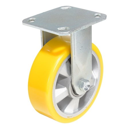 Vestil Polyurethane Rigid Caster 6 In. Diameter x 2 In. Width 661 Lb. Capacity Yellow/Gray CST-PY-6X2PUA-R