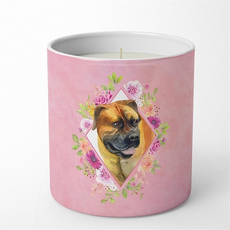 Carolines Treasures 10 oz Borboel Mastiff Pink Flowers Decorative Soy Candle CK4121CDL